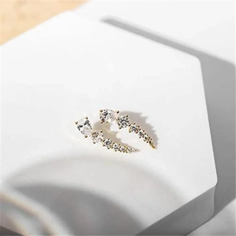 14K Gold Plated Cubic Zirconia Ear Crawler Earrings